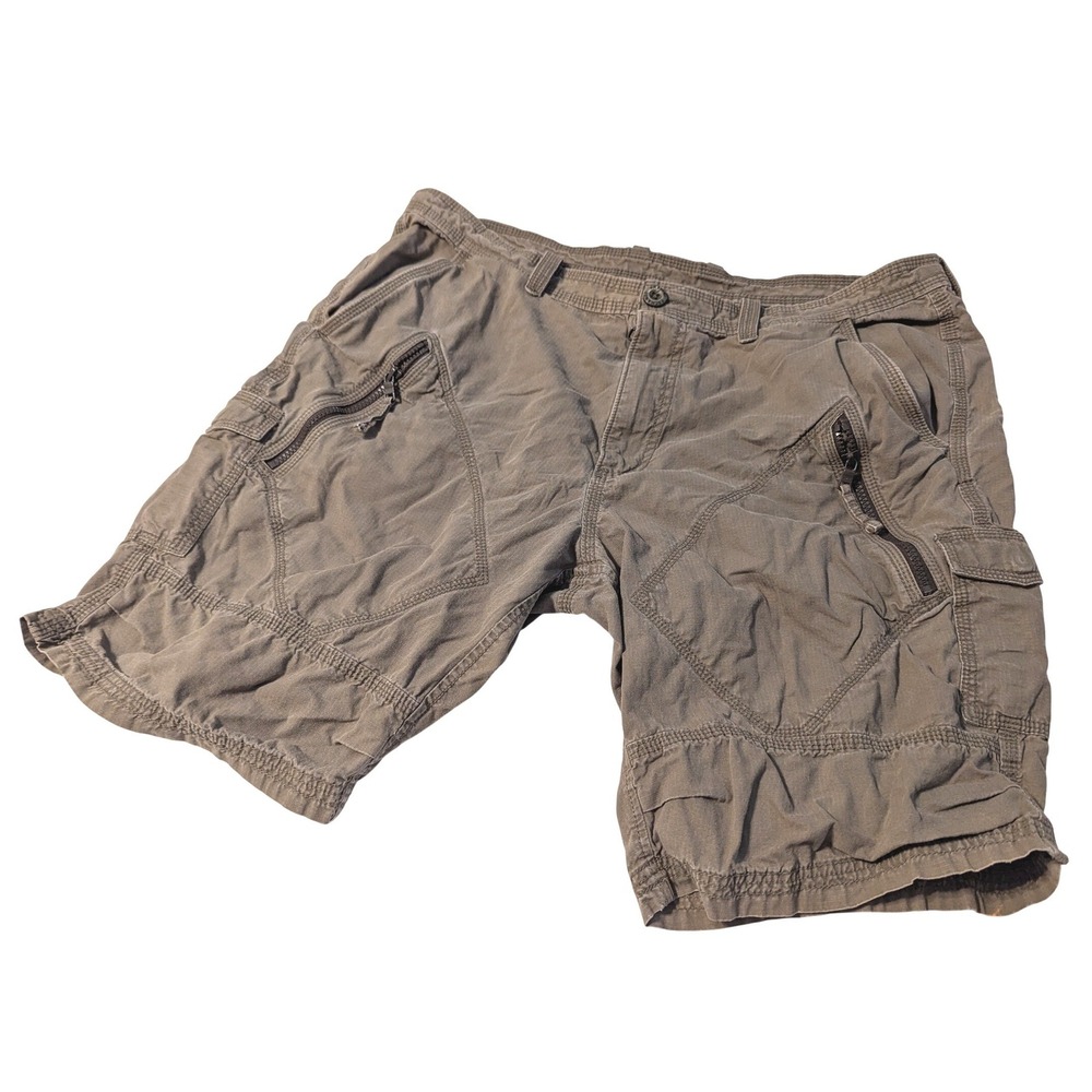 Armani Exchange Mens Cargo Shorts Brown Grey Cargo Utility Zipper Pockets
